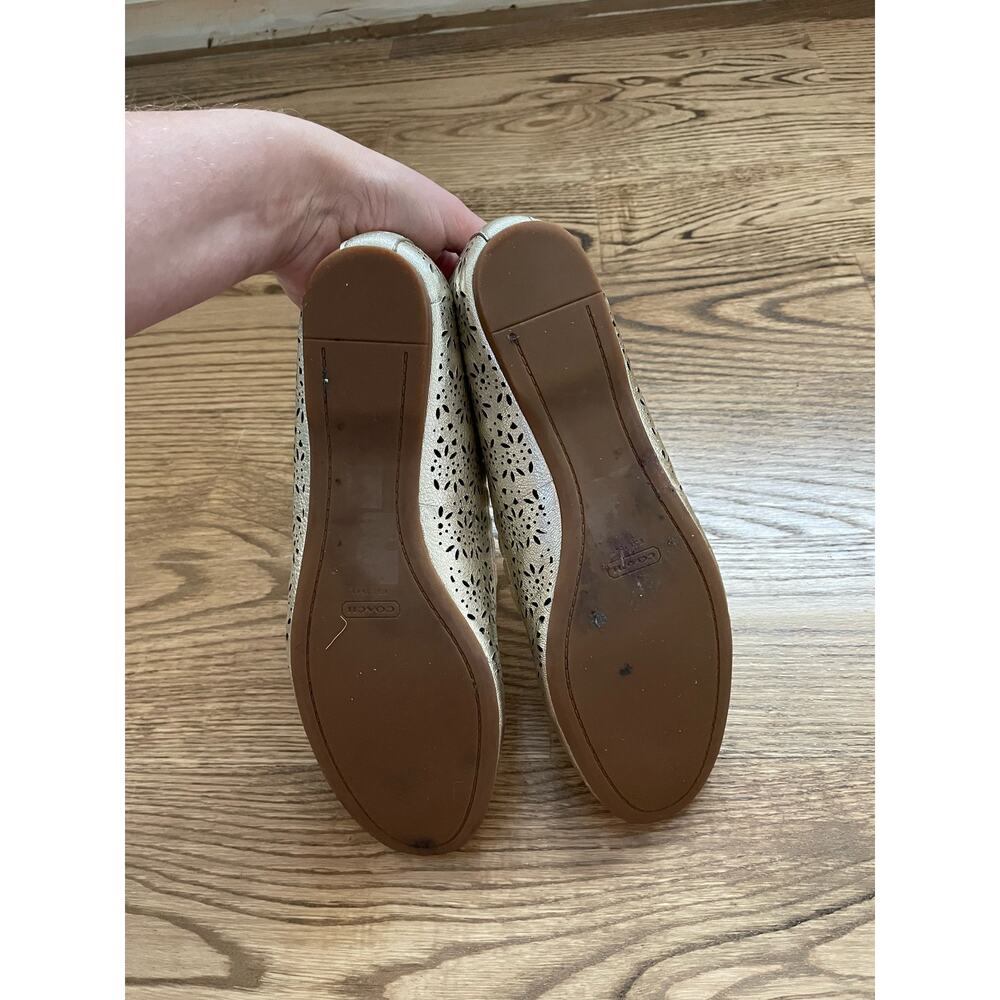 COACH Gold Metallic Ballet Leather Flats Size 10 - Picture 5 of 8